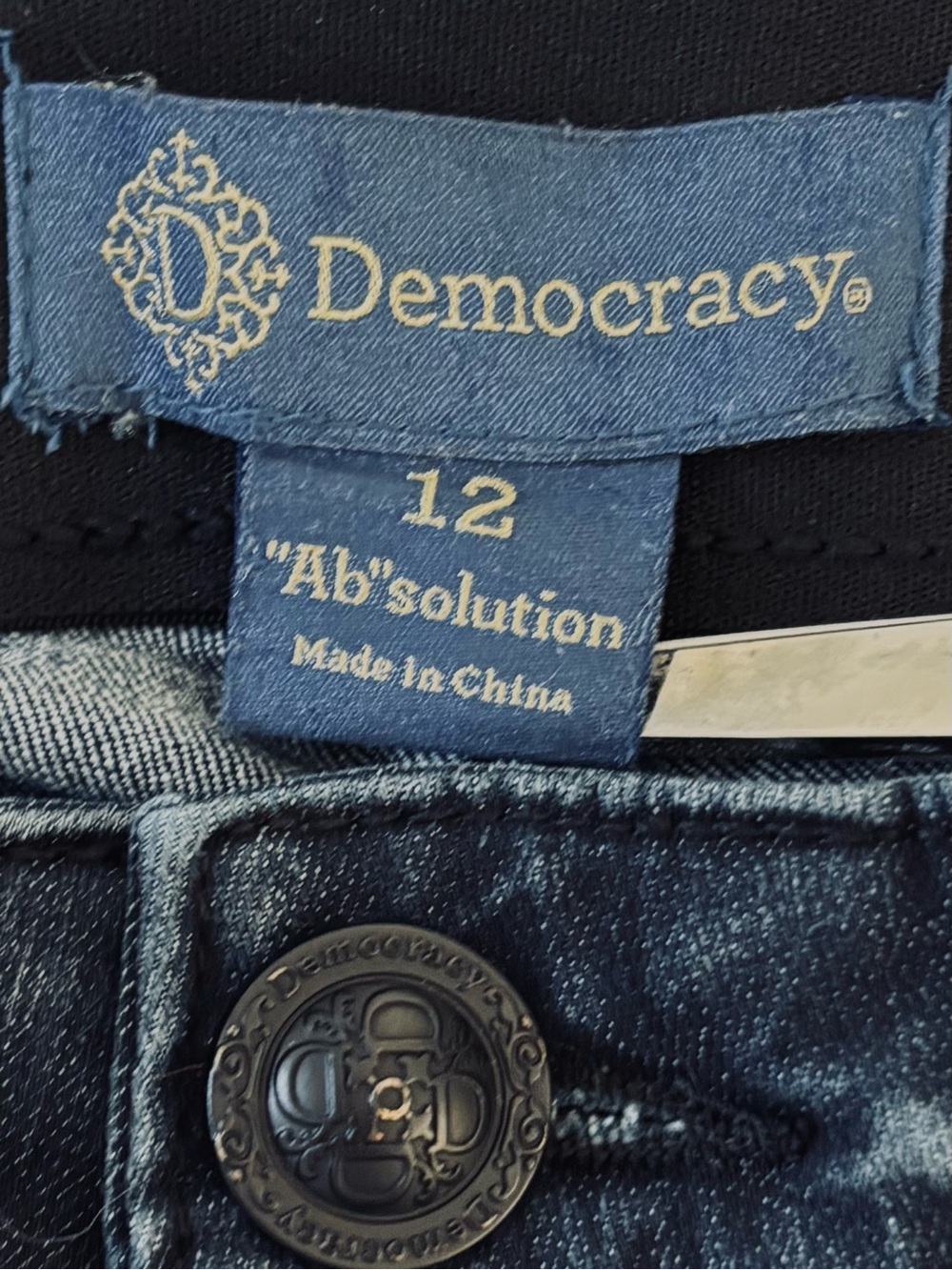 Democracy Absolution Straight Leg Jeans Dark Blue Wash Stretch Size 12 - Picture 2 of 8